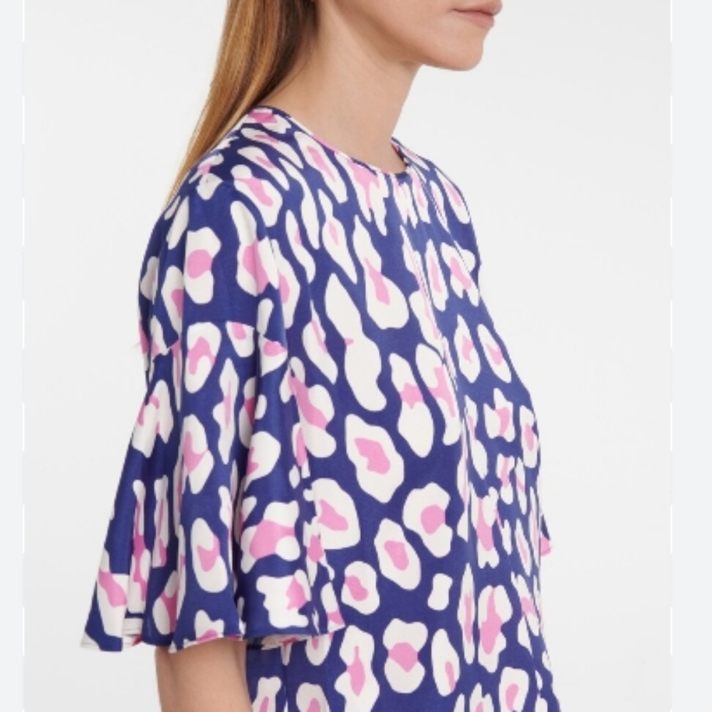 DIANE VON FURSTENBERGArlene leopard-print stretch-ponte top size 8